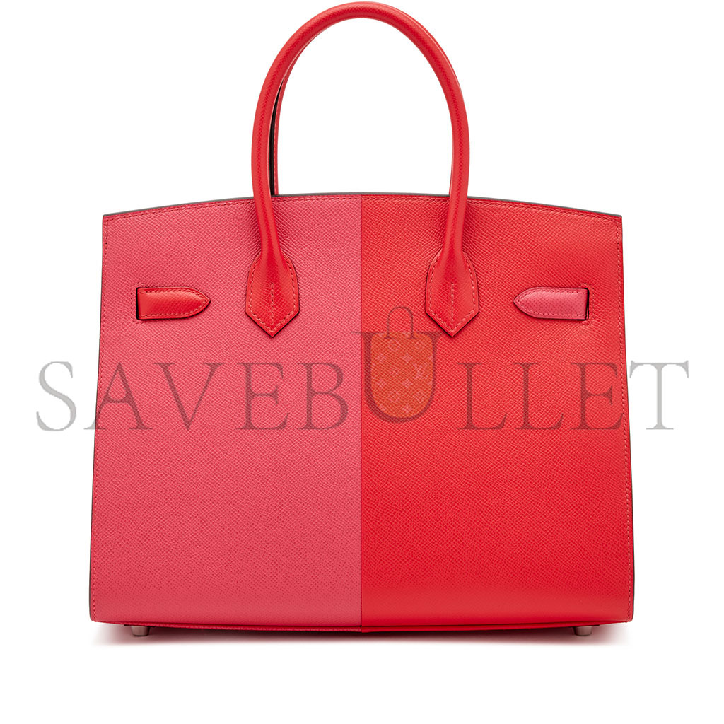 H**mes master birkin 25 epsom in ultra pink and heart red with florida blue interior and silver buckle h028367cc02 (25*18*13cm)